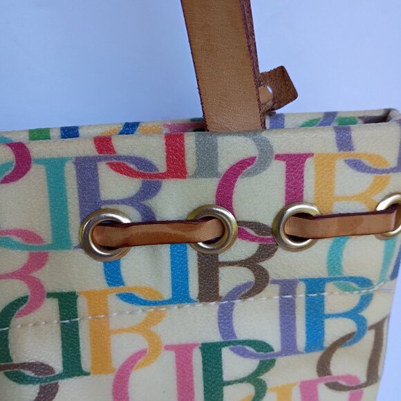 Vtg Dooney & Bourke Y2K Rainbow Logo Vintage Monogram Hand Bag Purse EUC - Picture 9 of 13